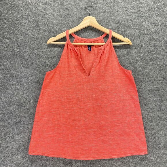Gap Top Women XS Red Sleeveless V Neck Linen A-Line Regular Casual Lounge Blouse - Picture 3 of 11